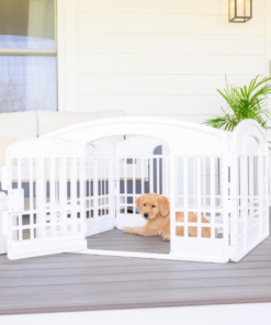 Carlson 24-Inch 4-Panel Plastic Pet Playpen with Door - White