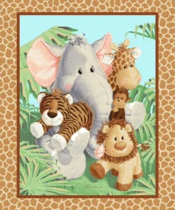 Fabric Traditions Jungle Babies Panel 3494 36”x43” panel
